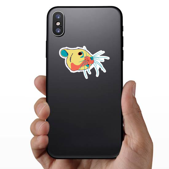 Saber-toothed Hamster Head In Bright Cheerful Colors Sticker