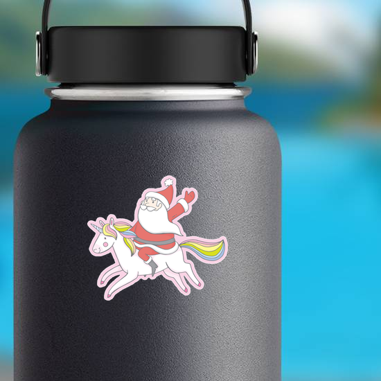 Santa Claus Riding A Unicorn Sticker