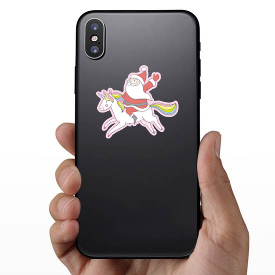 Santa Claus Riding A Unicorn Sticker