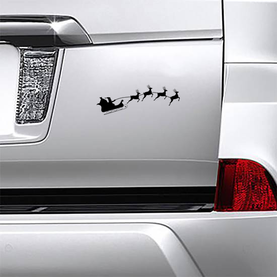 Santa's Sleigh With Four Reindeer Sticker