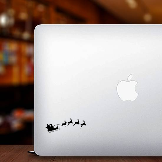 Santa's Sleigh With Four Reindeer Sticker