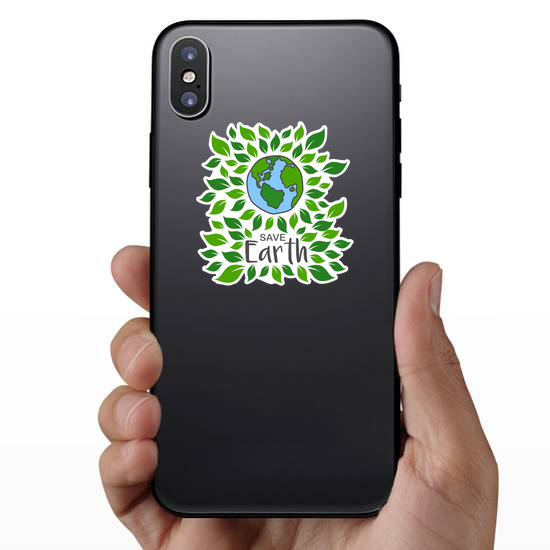 Save Earth With Leaves Sticker