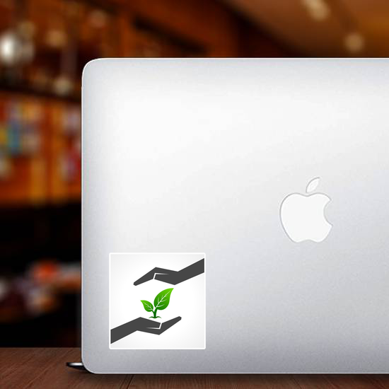 Save Nature Two Hands Nurturing Plant Sticker