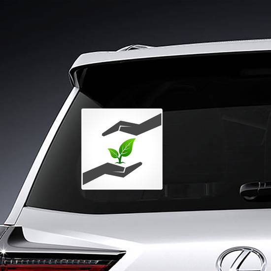 Save Nature Two Hands Nurturing Plant Sticker