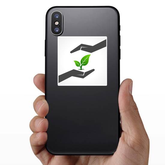 Save Nature Two Hands Nurturing Plant Sticker