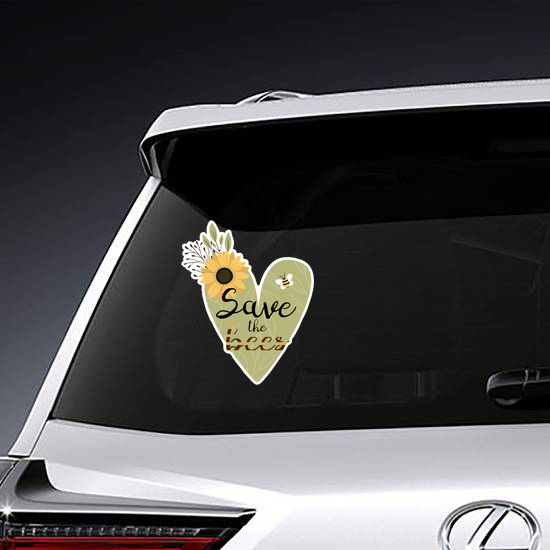 Save The Bees Flower Heart Sticker