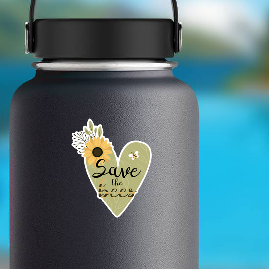 Save The Bees Flower Heart Sticker