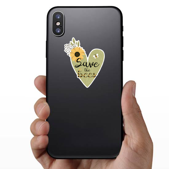 Save The Bees Flower Heart Sticker