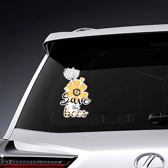 Save The Bees With Flower Sticker