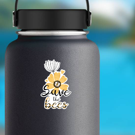 Save The Bees With Flower Sticker