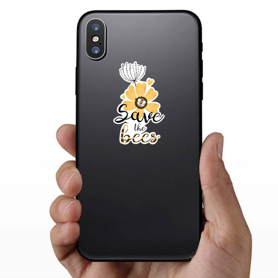 Save The Bees With Flower Sticker