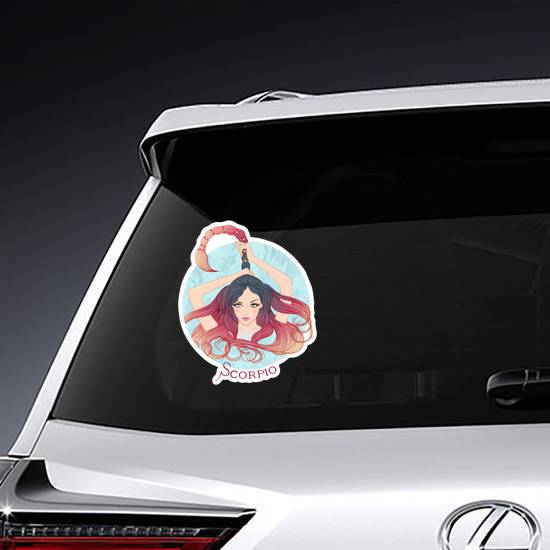 Scorpio Beautiful Girl With Long Hair Sticker example