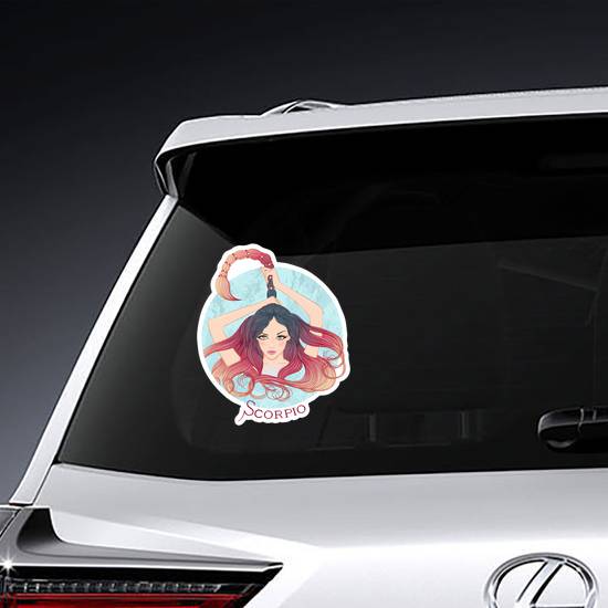 Scorpio Beautiful Girl With Long Hair Sticker example 