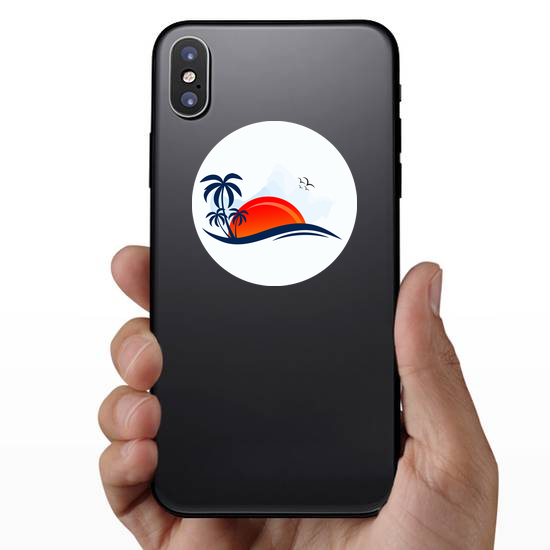 Sea Waves, Beach, and Trees Sticker