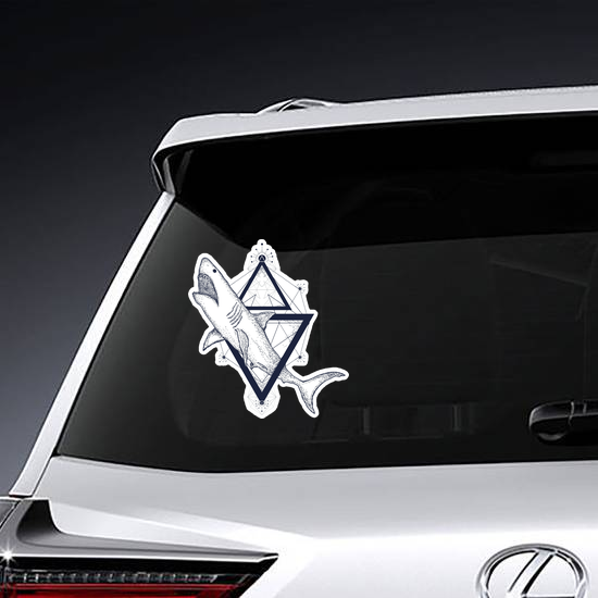 Shark Attack Geometric Triangle Sticker