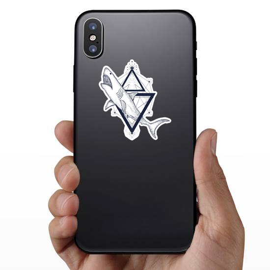 Shark Attack Geometric Triangle Sticker