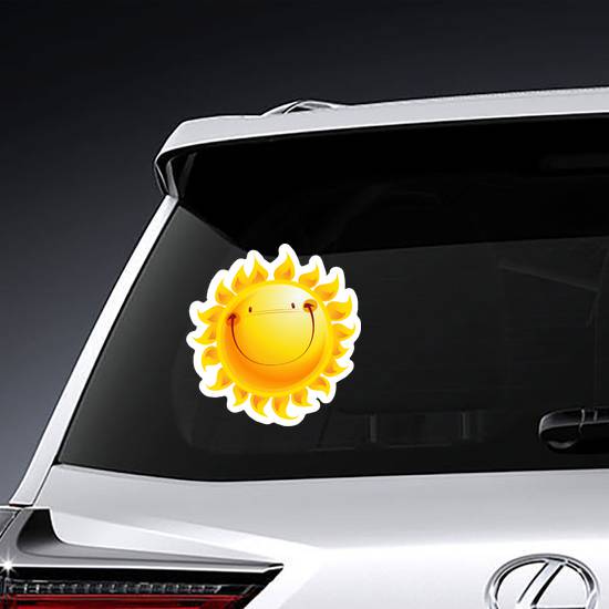 Shining Yellow Smiling Sun Cartoon Sticker
