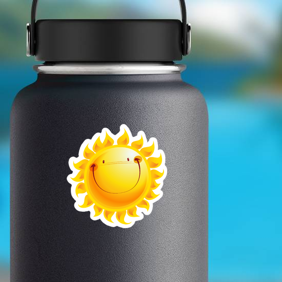 Shining Yellow Smiling Sun Cartoon Sticker