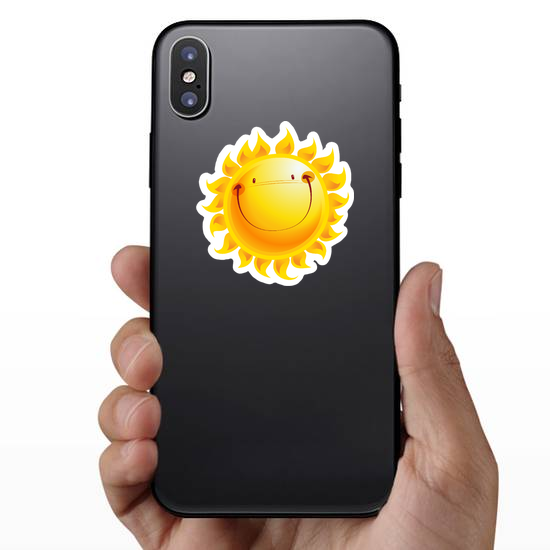 Shining Yellow Smiling Sun Cartoon Sticker