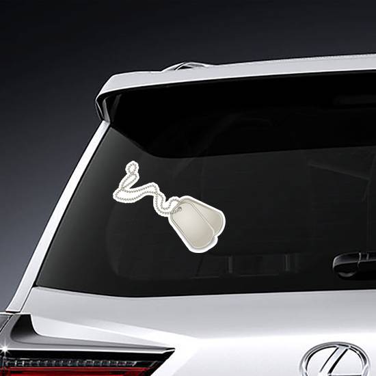 Silver Dog Tags Sticker example