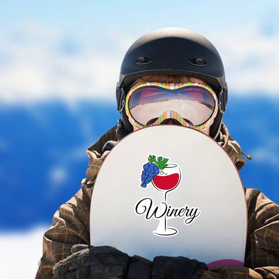 Simple Winery With Glass Of Red Wine And Grapes Sticker