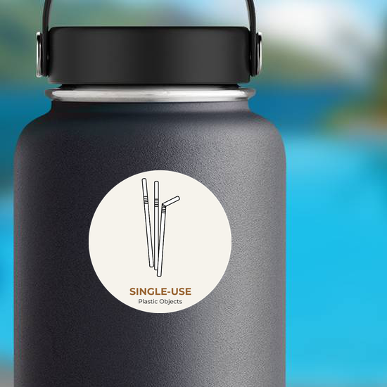 Single-use White Plastic Straws Sticker