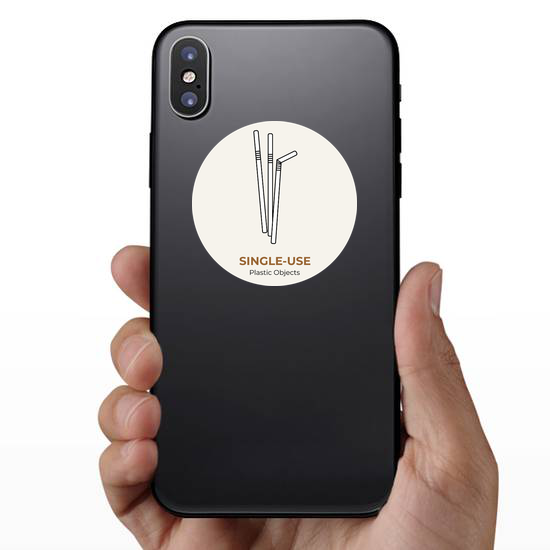Single-use White Plastic Straws Sticker