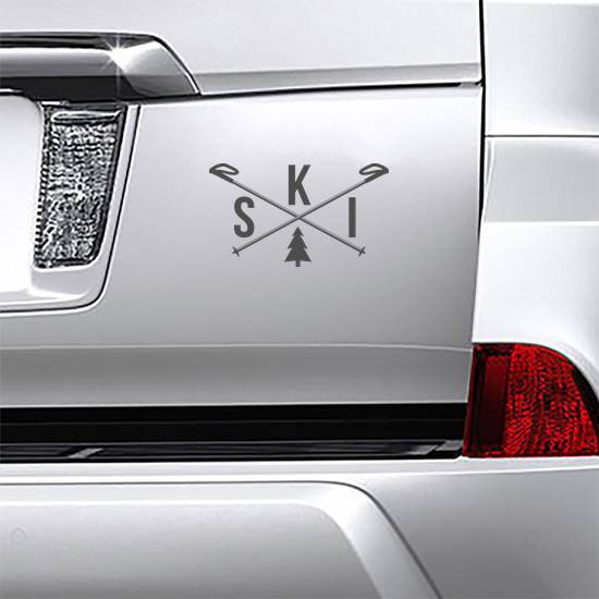 Ski with Crossed Poles Sticker example 