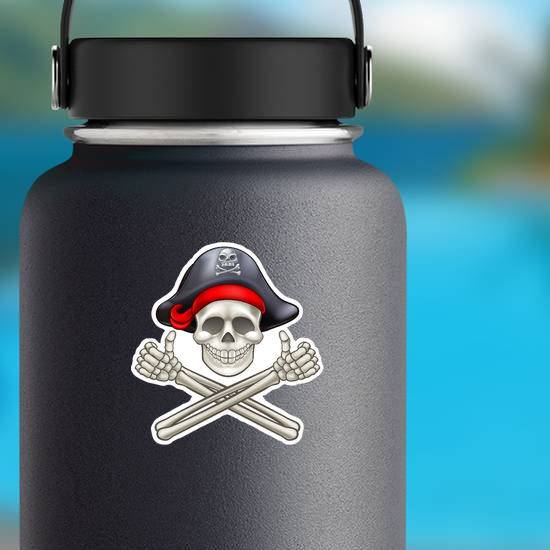 Skull And Crossbones Thumbs Up Pirate Sticker