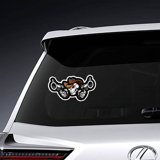 Skull Cowboy Aiming Guns Sticker