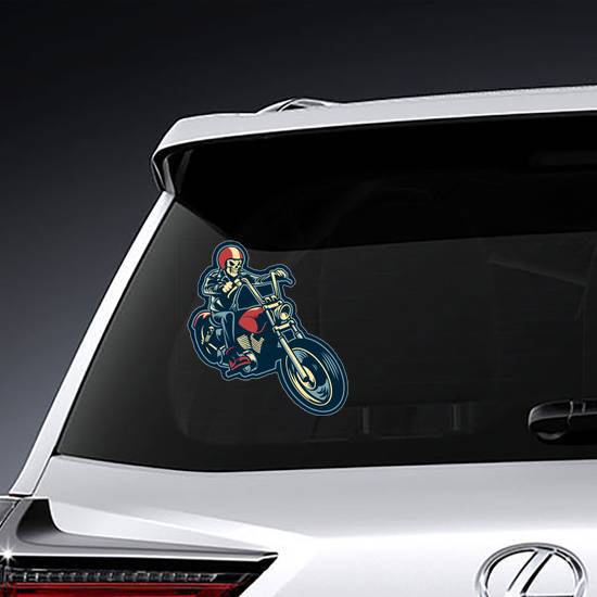 Skull Riding a Big Motorcycle Sticker
