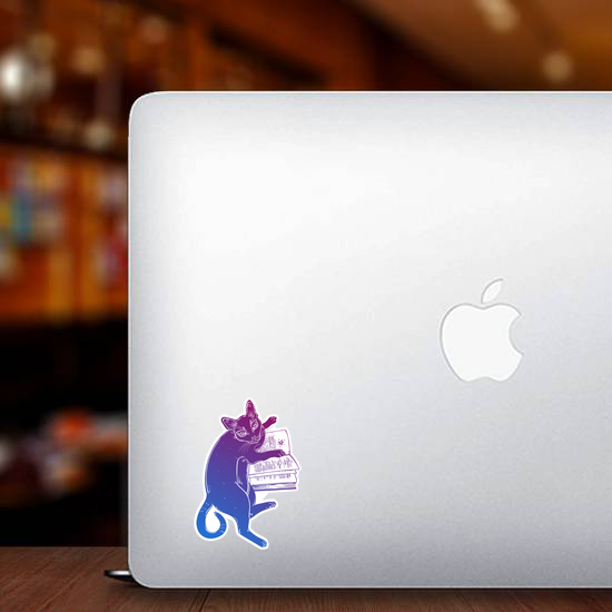 Smart Black Cat Reading The Magic Book Sticker