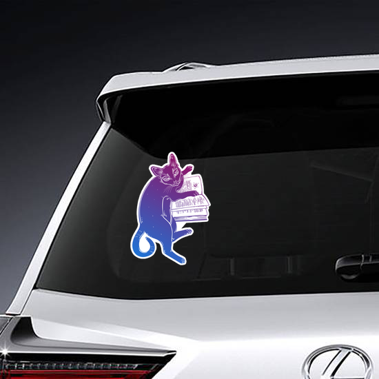Smart Black Cat Reading The Magic Book Sticker