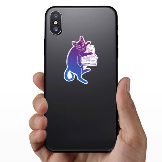 Smart Black Cat Reading The Magic Book Sticker