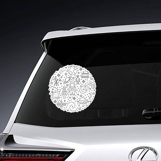 Space Line Icon Collection Circle Sticker