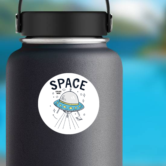 Space UFO Drawing Sticker