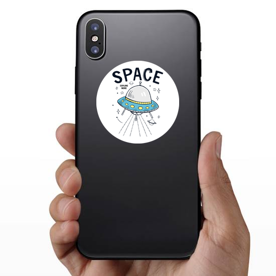Space UFO Drawing Sticker