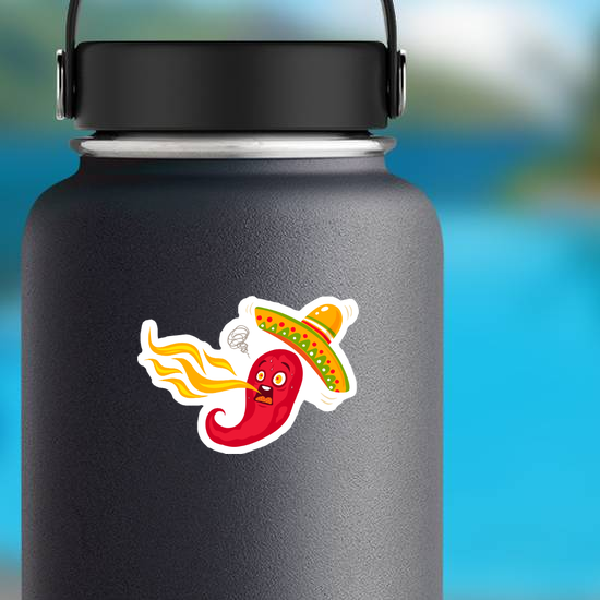 Spicy Chili Pepper Spitting Flames Sticker
