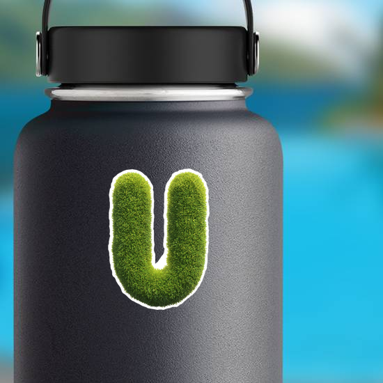 Spiky Grass Font Letter U Sticker