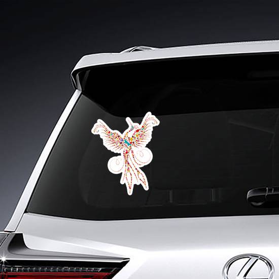 Spring Flowers In Pheonix Bird Silhouette Sticker example