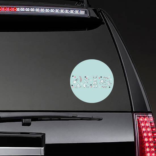 Spring Or Summer Banner With Little Rabbits Sticker