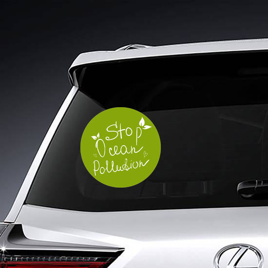 Stop Ocean Pollution Green Sticker