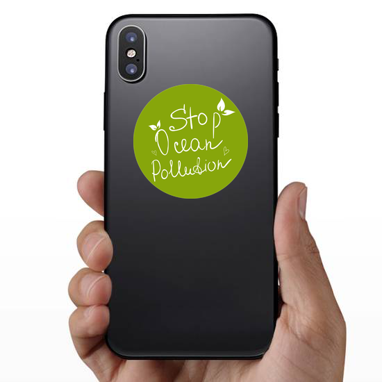 Stop Ocean Pollution Green Sticker