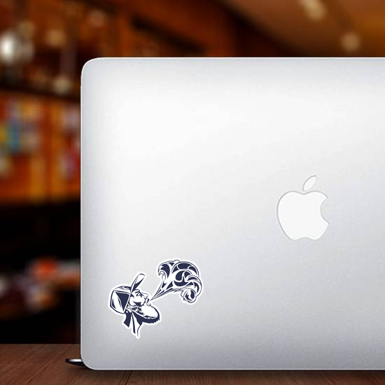 Stylized Illustration Of Man Blowing Vape Smoke Sticker