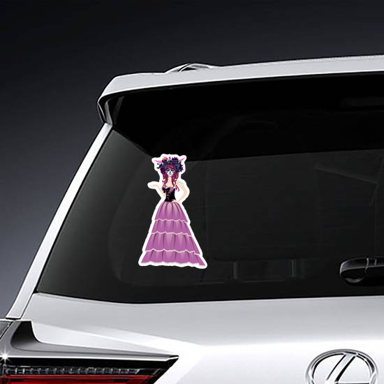 Sugar Skull Girl In Decorative Flower Wreath Sticker