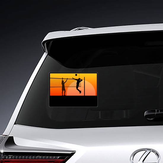 Sunset Beach Volleyball Players Sticker