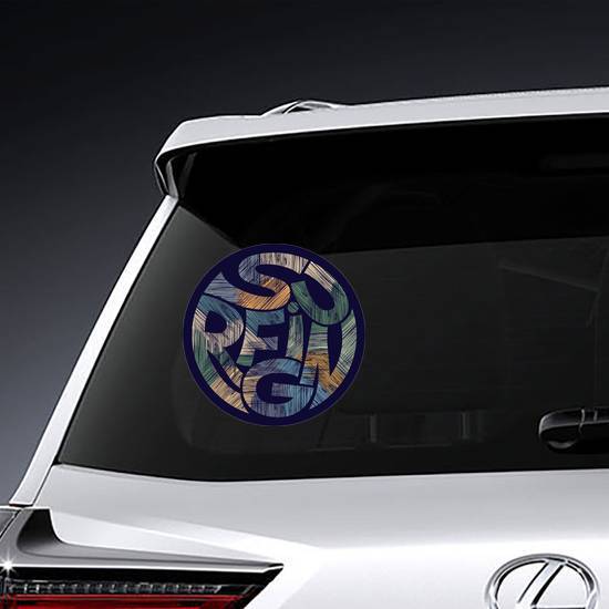 Surfing Typography Circle Sticker