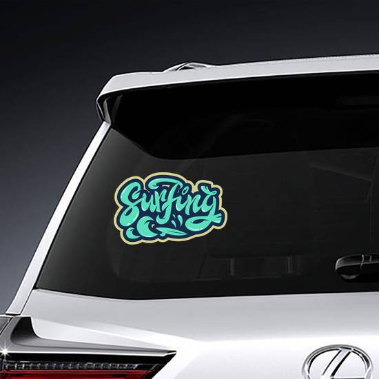 Surfing Typography Sticker example 