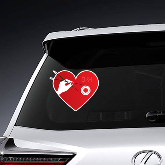 Sushi And Chopsticks In Heart Sticker