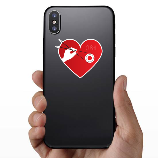 Sushi And Chopsticks In Heart Sticker